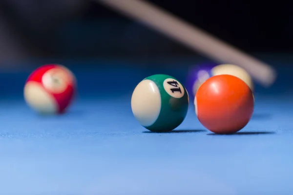 Colorful Billiards Balls Billiard Ball Blue Table Colorful American Pool — Stock Photo, Image