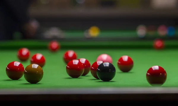 Snookerball Auf Dem Grünen Snookertisch Snookerclub — Stockfoto