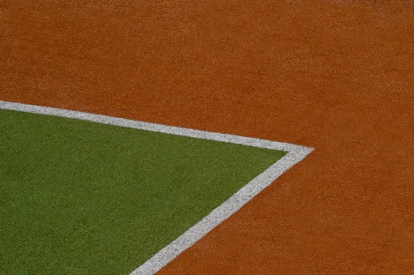 Fondo Textura Césped Verde Marrón Artificial Con Marcas Línea Blanca —  Fotos de Stock