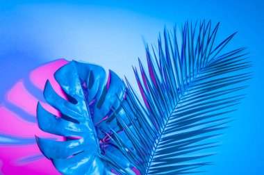 Holografik yapraklar. Sanat kavramı. Asgari sürrealizm arka planı