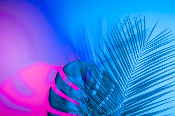 Holografik yapraklar. Sanat kavramı. Asgari sürrealizm arka planı