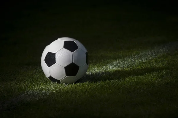 Black and white soccer ball in the field