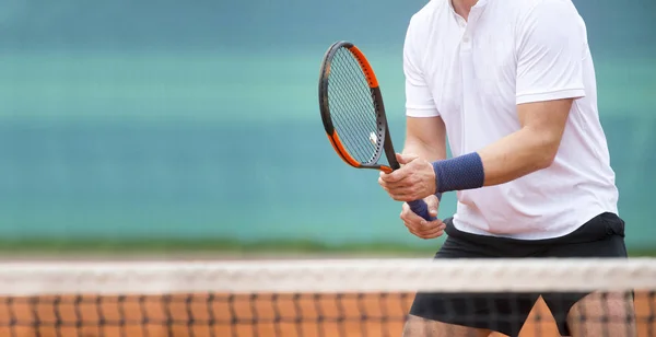 Joueur Tennis Attente Service Pendant Match — Photo