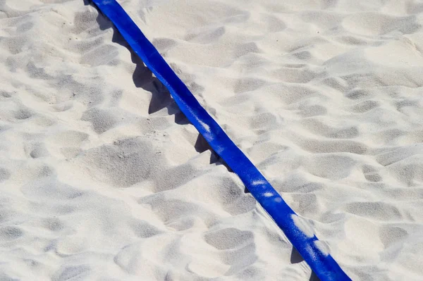 Beach Volley Calcio Campo Pallamano Vicino Dettaglio Con Pennarello Plastica — Foto Stock