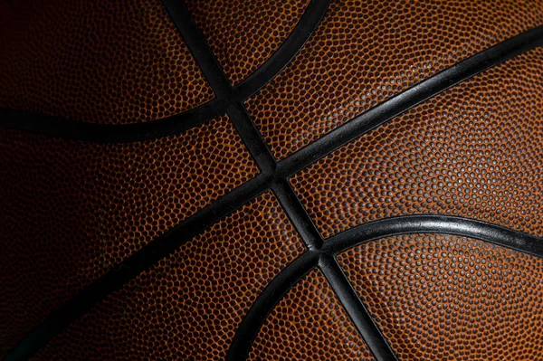 Closeup detail of basketball ball texture background