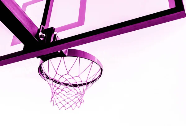 Баскетбольное Кольцо Изолировано Белом Фоне Розовый Фильтр — стоковое фото