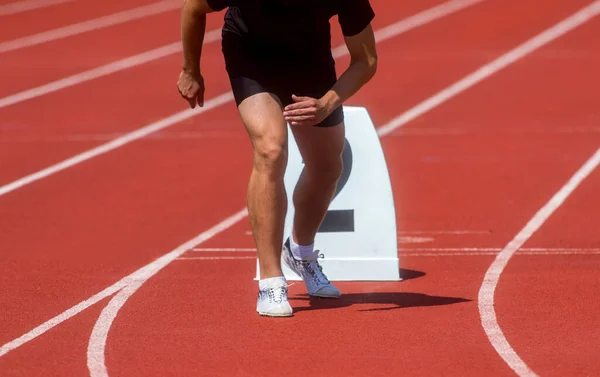 Löpare Startposition Förbereder Sig För Start Individuellt Sportkoncept — Stockfoto