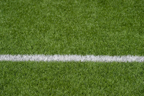 Campo Esportes Grama Sintética Verde Com Linha Branca Tiro Cima — Fotografia de Stock