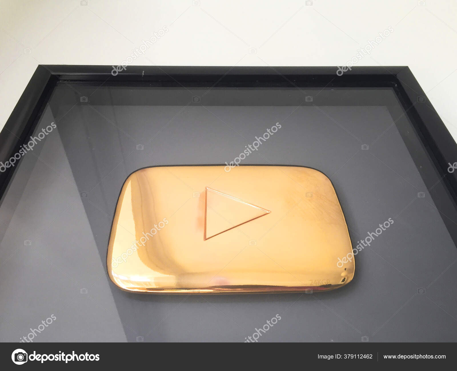 Gold Youtube Play Button Creator Award Million Subscribers.