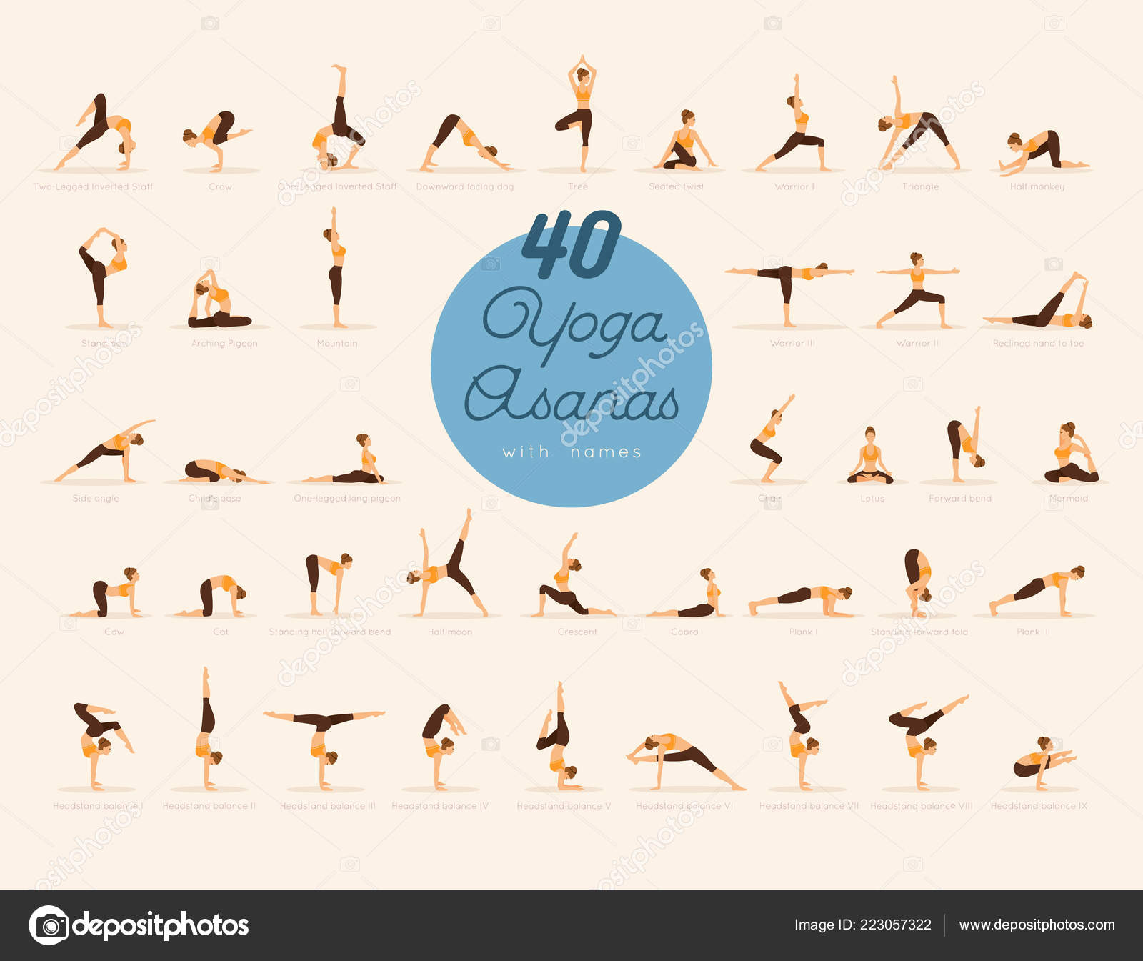 Set 8 Yoga Poses Flat Design Stock Vector (Royalty Free) 1203066259 |  Shutterstock