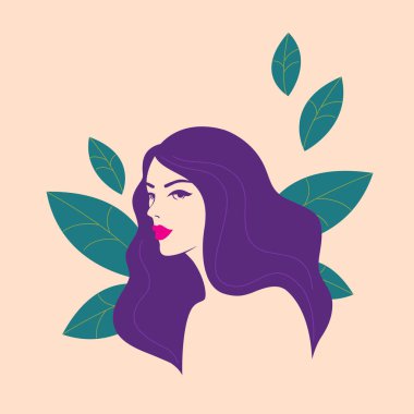 Vektör çizim çiçek öğeleri olan güzel kadın