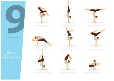 9 vektör çizim kol dengeleme için Yoga teşkil etmektedir