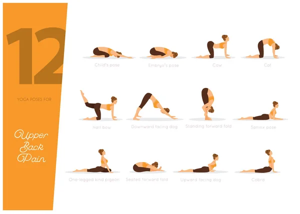 Illustrazione Vettoriale Pose Yoga Mal Schiena Superiore — Vettoriale Stock