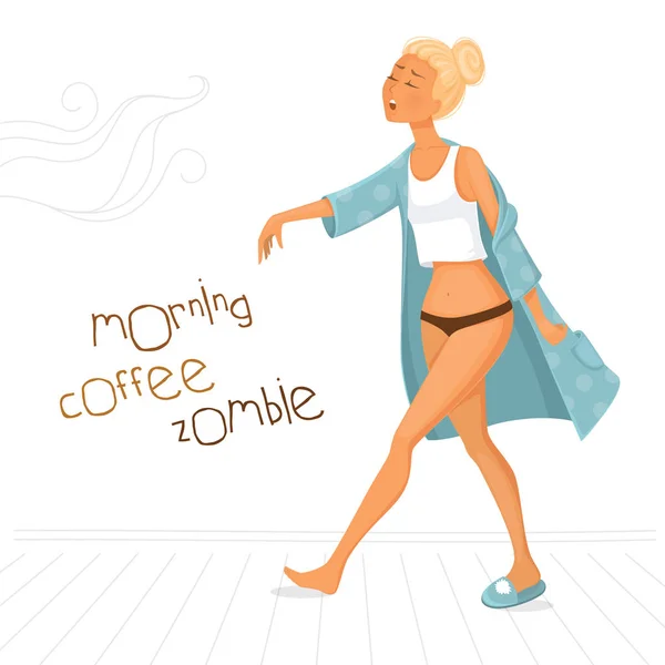 Vector Illustration Morning Coffee Zombie — Stock Vector