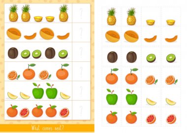 Eğitici çocuk oyunu. Çocuklar için mantık oyunu. Sırada ne var??