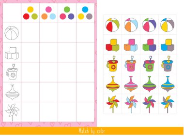 Eğitici çocuk oyunu. Çocuklar için mantık oyunu. Renge göre eşleştirme