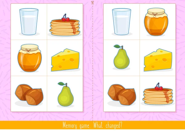 Jeu de mémoire pour enfants. Trouver la différence. Jeu éducatif pour enfants — Image vectorielle