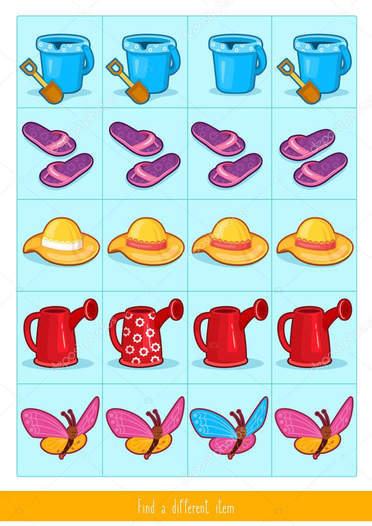 Educational children game Logic game for kids. Find differences.