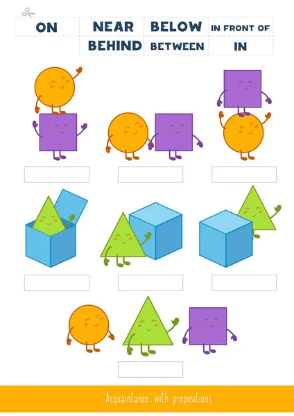 Reconocimiento con preposiciones de lugar — Archivo Imágenes Vectoriales