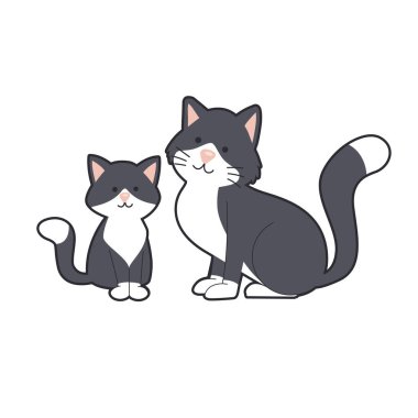 Kedi yavrusu ile sevimli kedi. 