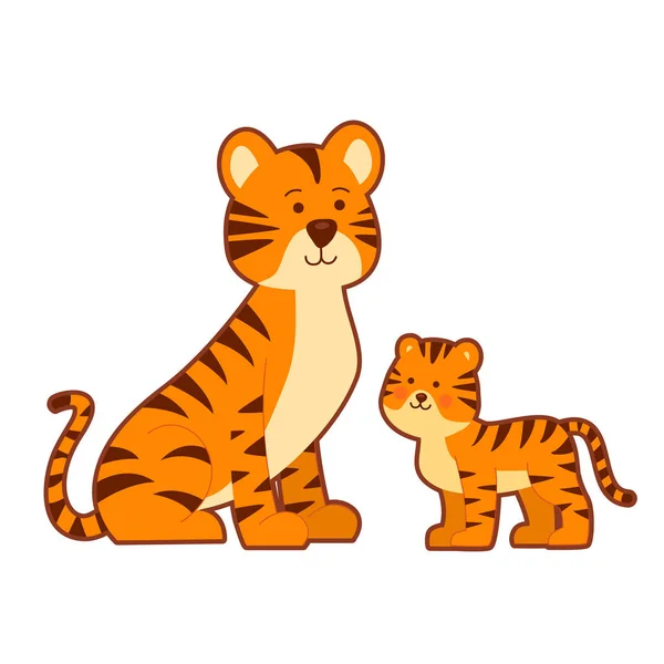 Porträt der Tigerin und ihres Jungen — Stockvektor