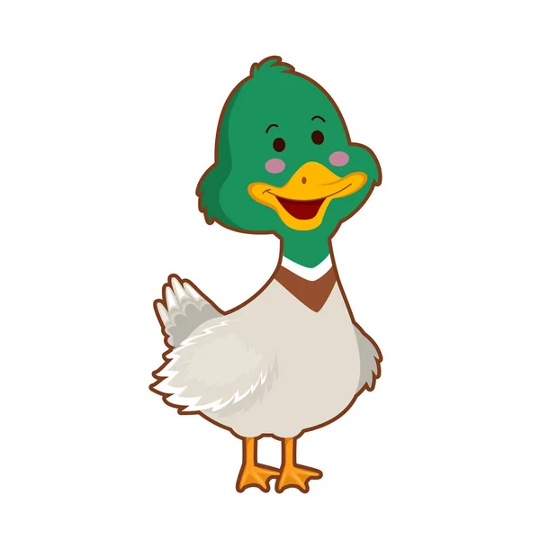 Portrait of cute little duck — Stock Vector