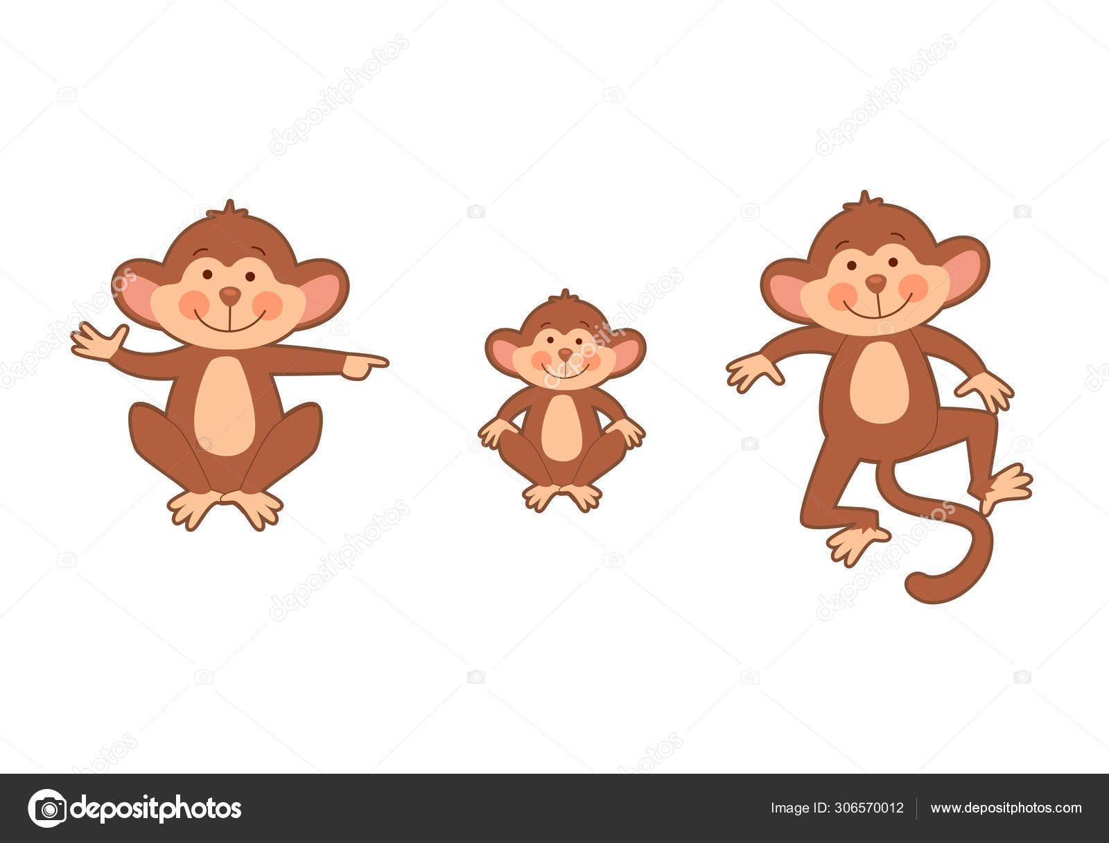 Set of cute monkeys Stock Vector Image by ©SonneOn #306570012 Set of cute monkeys Stock Vector Image by ©SonneOn #306570012