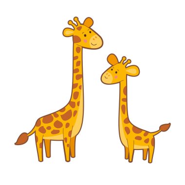 Zürafalar sevimli karikatür seti