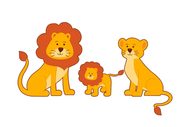 Family of cute lions — Stock Vector