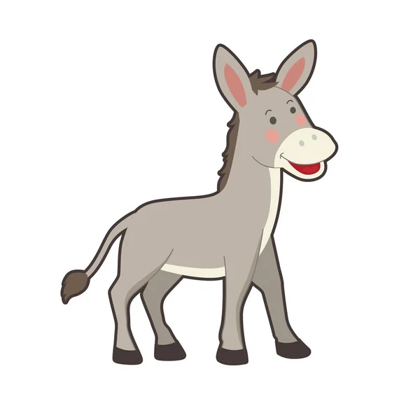 Portrait of cute farm donkey — Stock Vector