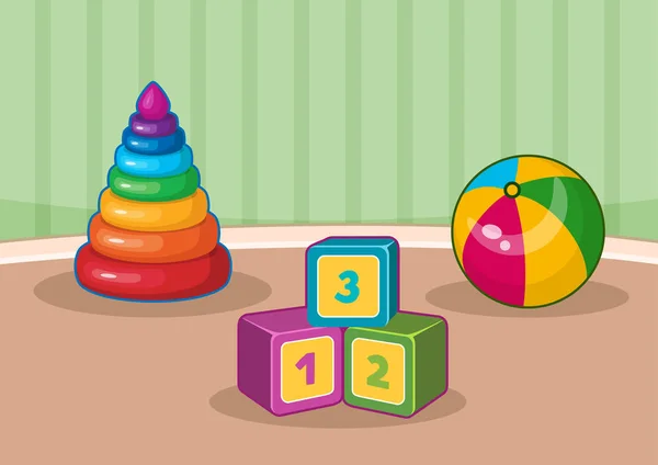 Conjunto de brinquedos coloridos para crianças — Vetor de Stock
