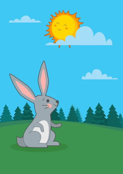 Hare or rabbit and sun — Stock Vector