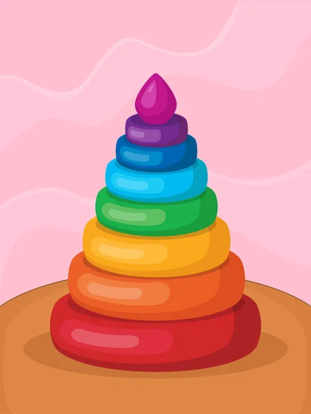 可爱的五颜六色的玩具金字塔 — 图库矢量图片
