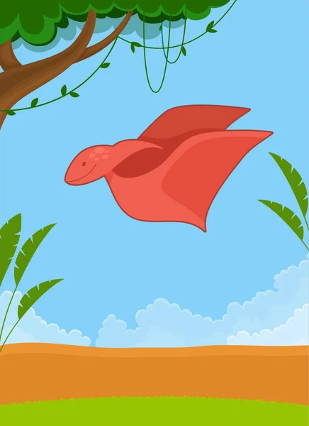 Pterodáctilo volador rojo — Vector de stock