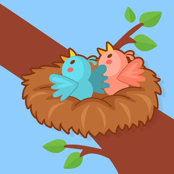 Vogelbaby im Nest — Stockvektor