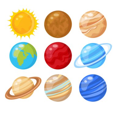 Güneş sistemi gezegenler vektör çizim