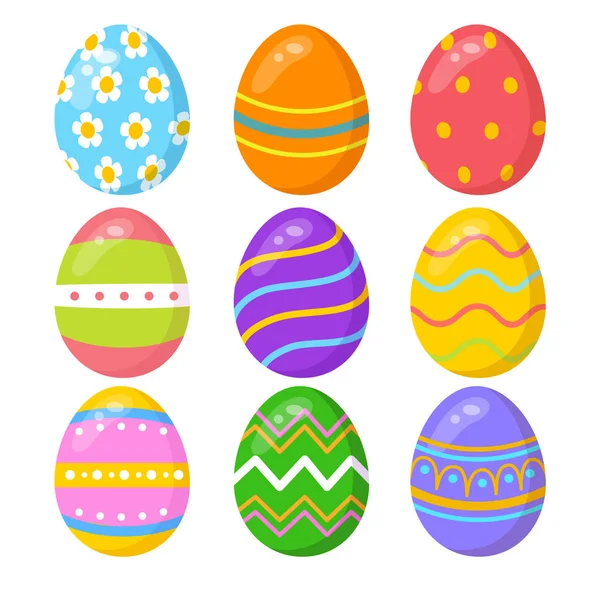 Conjunto de ovos de Páscoa coloridos — Vetor de Stock