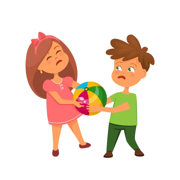 Chico y chica peleando — Vector de stock