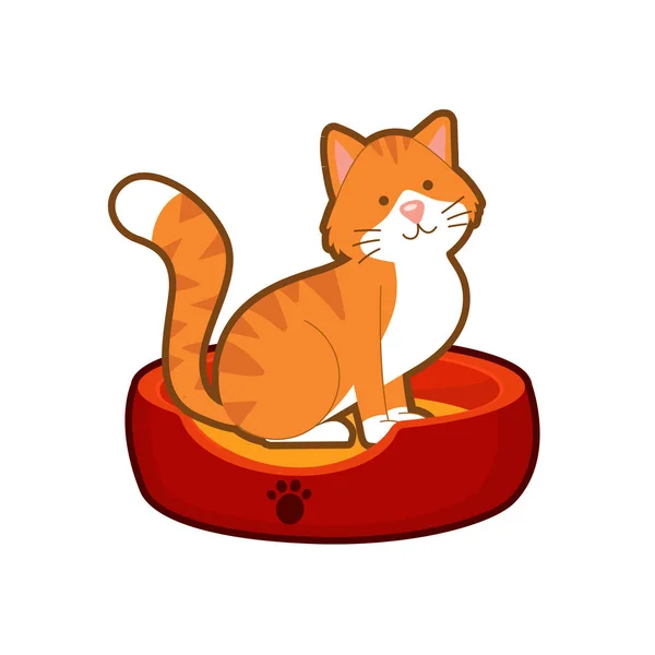 Ginger cat sitting on cot — Stock Vector