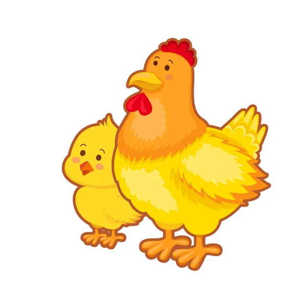 Farm hen and chicken — Stock Vector