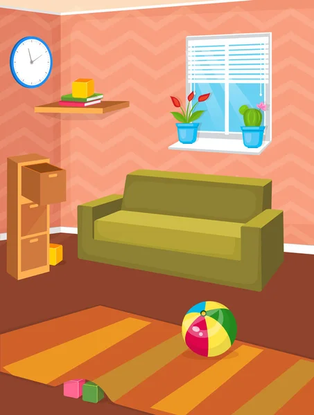 Vector illustratie van kamer interieur. — Stockvector