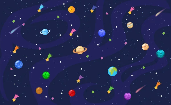 Space background with stars and planets Stock Vector