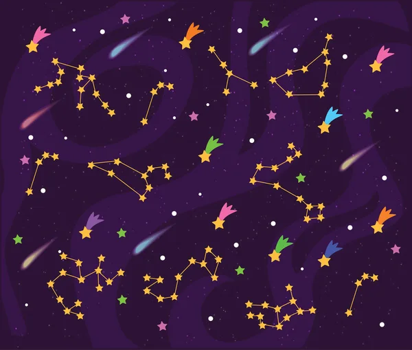 Constelaciones y estrellas en el espacio Ilustraciones De Stock Sin Royalties Gratis