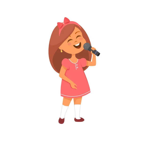 Singing girl in pink dress Stock Vector