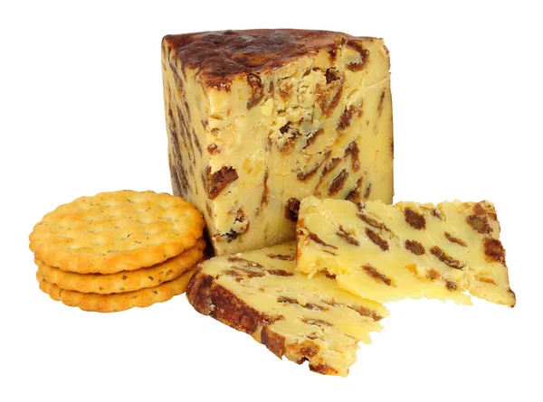 Anglická Lancashire Bowland Sýrem Pikantní Sušenky Izolovaných Bílém Pozadí — Stock fotografie