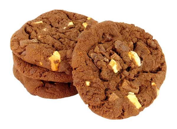 Biscotti Tripli Cioccolato Isolati Sfondo Bianco — Foto Stock