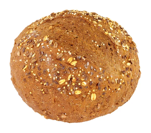 Dark Rye Bread Mixed Seed Boule Bread Loaf Isolated White — Stock Photo, Image