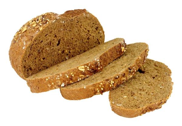 Тёмный Ржаной Хлеб Хлебный Хлеб Смешанных Семян Белом Фоне — стоковое фото
