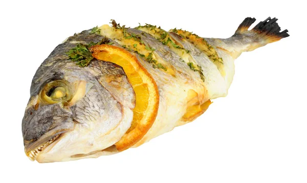 Helgrillad Braxen Fisk Isolerad Vit Bakgrund — Stockfoto