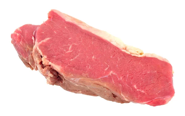 Steak Aloyau Coupé Épais Cru Isolé Sur Fond Blanc — Photo